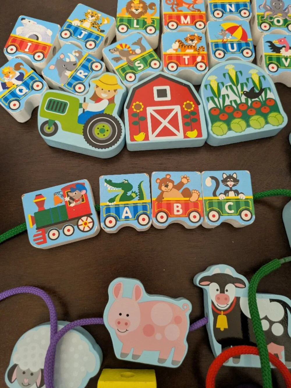 Three Melissa & Doug Wooden Lacing Learning Toy Sets